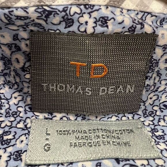 Thomas Dean flowered button down with contrast Sz L - Picture 7 of 7